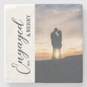 Verlobtes und Merry Couple Foto Steinuntersetzer (Vorderseite)