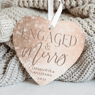 Verlobtes und Merry Gold Weißes Twinkling Lights Ornament