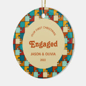 Verlobtes Vintages Puzzle Foto Keramik Ornament (Links)