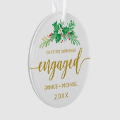 Verlobtes Watercolor Foto Ornament (Vorderseite)