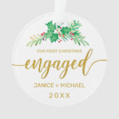 Verlobtes Watercolor Foto Ornament (Vorderseite)