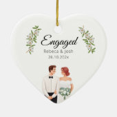 Verlobtes Weihnachtsfest Grüne Hochzeit Datum Keramik Ornament (Hinten)