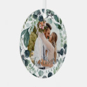 Verlobtes Weihnachtspaar Foto Ornament Aus Metall (Vorderseite Rechts)