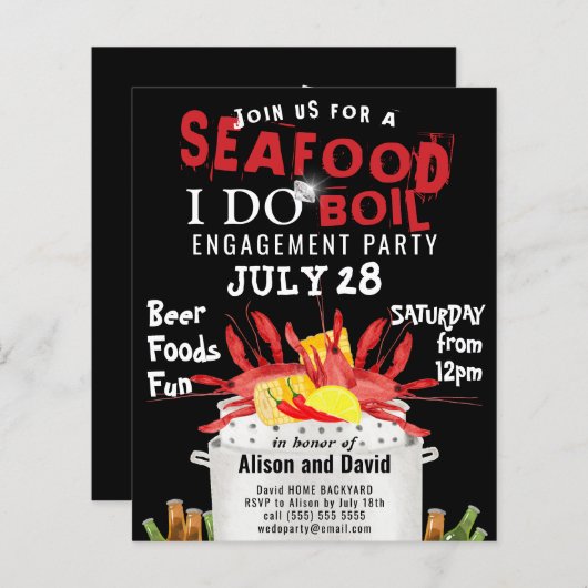 VERLOBUNG 4 FOTO PARTY EINLADUNG (Vorne/Hinten)