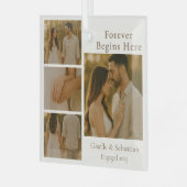 Verlobung 4 FotoCollage Weihnachtsfeiertag Ornament Aus Glas (Vorderseite links)