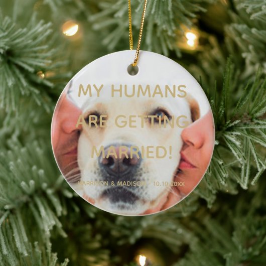 Verlobung Ankündigung benutzerdefiniertes Foto Wei Keramik Ornament (Baum)