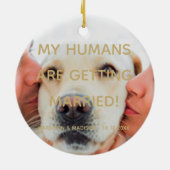 Verlobung Ankündigung benutzerdefiniertes Foto Wei Keramik Ornament (Hinten)