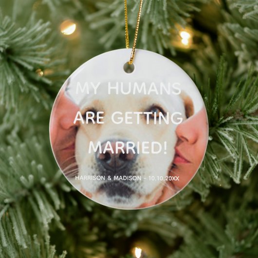 Verlobung Ankündigung benutzerdefiniertes Foto Wei Keramik Ornament (Baum)