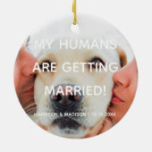 Verlobung Ankündigung benutzerdefiniertes Foto Wei Keramik Ornament (Hinten)