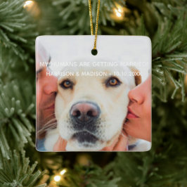 Verlobung Ankündigung Custom Foto Hund Weihnachten Keramikornament