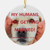 Verlobung Ankündigung des Foto Hundeschlitten Keramik Ornament (Vorne)