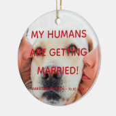 Verlobung Ankündigung des Foto Hundeschlitten Keramik Ornament (Links)