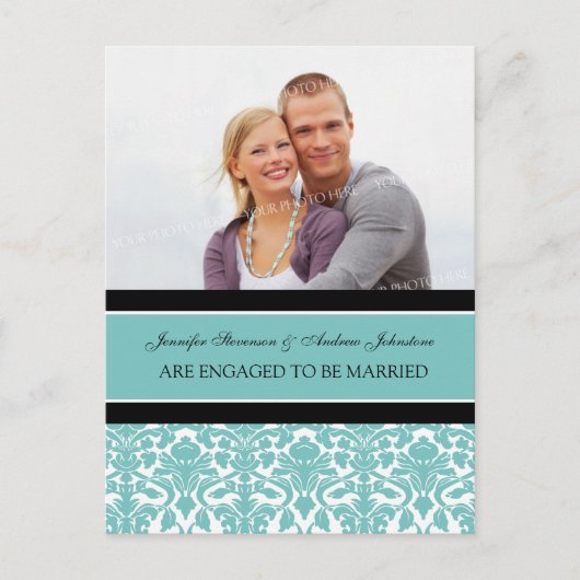 Verlobung Ankündigung Foto Postkarte Aquamariner S (Vorderseite)