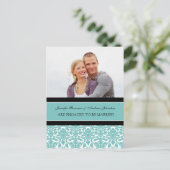 Verlobung Ankündigung Foto Postkarte Aquamariner S (Stehend Vorderseite)