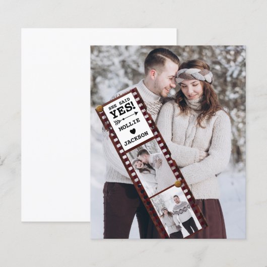 Verlobung Ankündigung Foto Sie sagte ja (Vorne/Hinten)