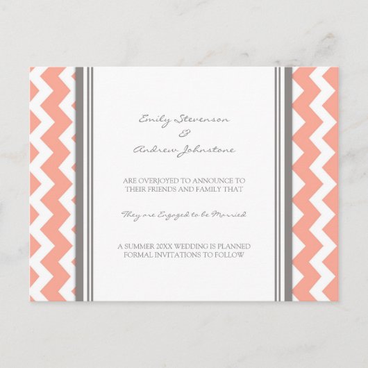Verlobung Ankündigung Postcard Coral Gray (Vorderseite)