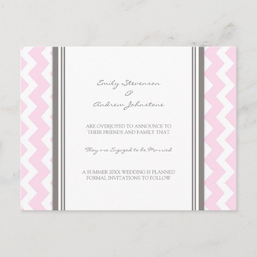 Verlobung Ankündigung Postkarte Rosa Grau (Vorderseite)