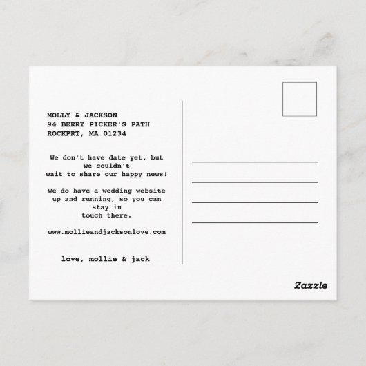 Verlobung Ankündigung sagte sie ja Foto Postkarte (Rückseite)