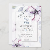 VERLOBUNG | Aquarellblüten und Folien Einladung (Vorderseite)