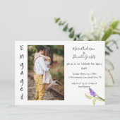 Verlobung Aquarelllavene und grüne Blüte Ankündigung (Stehend Vorderseite)