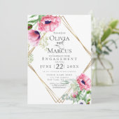 Verlobung Aquarellpinken Einladung (Stehend Vorderseite)