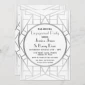 Verlobung Art Déco Gatsby Silver lädt Sie ein Einladung (Vorne/Hinten)