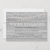 Verlobung aus grauem, rustikalem Holz Einladung (Vorderseite)