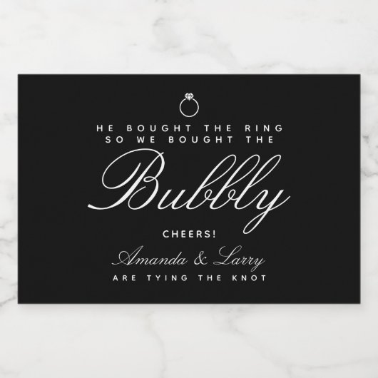 Verlobung binden Mini Sparkling Weinkeller Schaumweinetikett (Einzelnes Label)