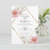 VERLOBUNG | Blume in hellrosa Wasserfarben Einladung (Stehend Vorderseite)