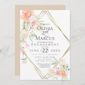 Verlobung Blush Cream Corner Spring Blumenstrauß Einladung (Vorne/Hinten)