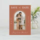 Verlobung Boho Brown Save The Date (Stehend Vorderseite)