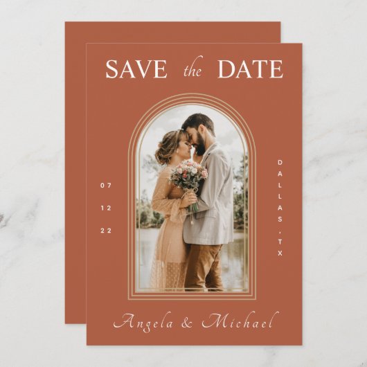 Verlobung Boho Brown Save The Date (Vorne/Hinten)
