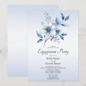 Verlobung Botanical Blue Flowers Einladung (Vorne/Hinten)