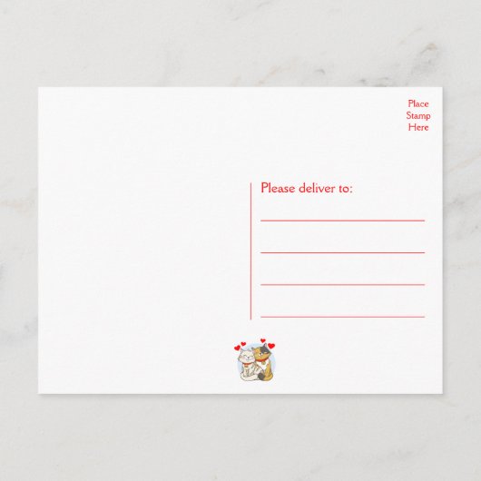 Verlobung Brautparty Red Wedding Liebe Cat Postkarte (Rückseite)