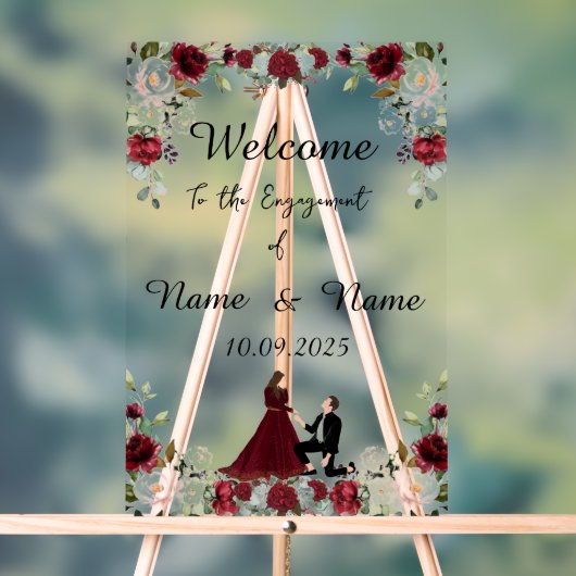 Verlobung Burgund Acrylschild (Neutral)