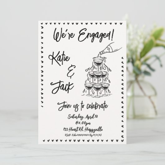 Verlobung Champagne Stack Einladung (Stehend Vorderseite)