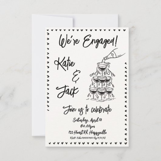 Verlobung Champagne Stack Einladung (Vorderseite)