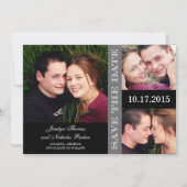 Verlobung Collage Save the Date Card - Grau (Vorderseite)