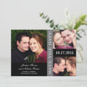 Verlobung Collage Save the Date Card - Grau (Stehend Vorderseite)