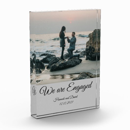 Verlobung Couple's Foto und Name Grau (Links)