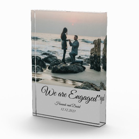 Verlobung Couple's Foto und Name Grau (Rechts)