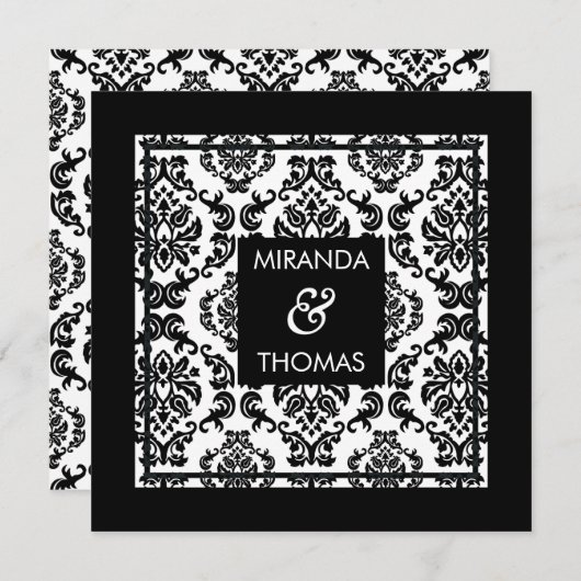 VERLOBUNG: Damast-Farben 10 Einladung (Vorne/Hinten)