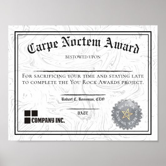 Verlobung der Arbeitnehmer bleibe Verzugsurkunde Poster (Vorne)