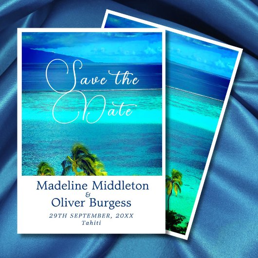 Verlobung der blauen tropischen Hochzeit in Urlaub Save The Date