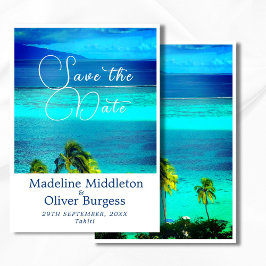 Verlobung der blauen tropischen Hochzeit in Urlaub Save The Date