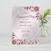 Verlobung der rosa Blumenrahmen Einladung (Stehend Vorderseite)