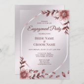 Verlobung der rosa Blumenrahmen Einladung (Vorne/Hinten)