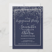 Verlobung der Silberkonfetti-Marine Einladung (Vorderseite)