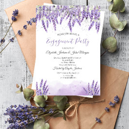 Verlobung der Wasserfarben Lavander String Lights Einladung