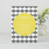 Verlobung des grauen und gelben Musters Einladung (Stehend Vorderseite)